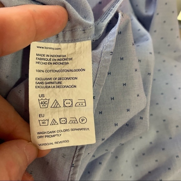 Tommy Hilfiger Blue Printed Button-Down Dress Shirt. Size 18/ 34-35 - Picture 7 of 8